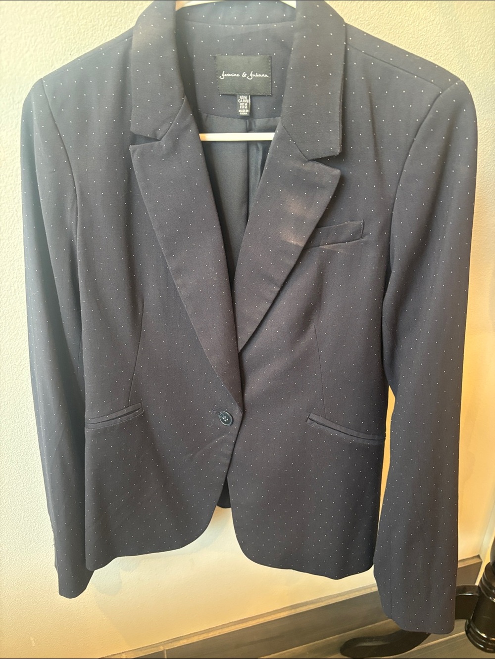 Jasmyn & Juliana Navy Blazer with White Pin Dots